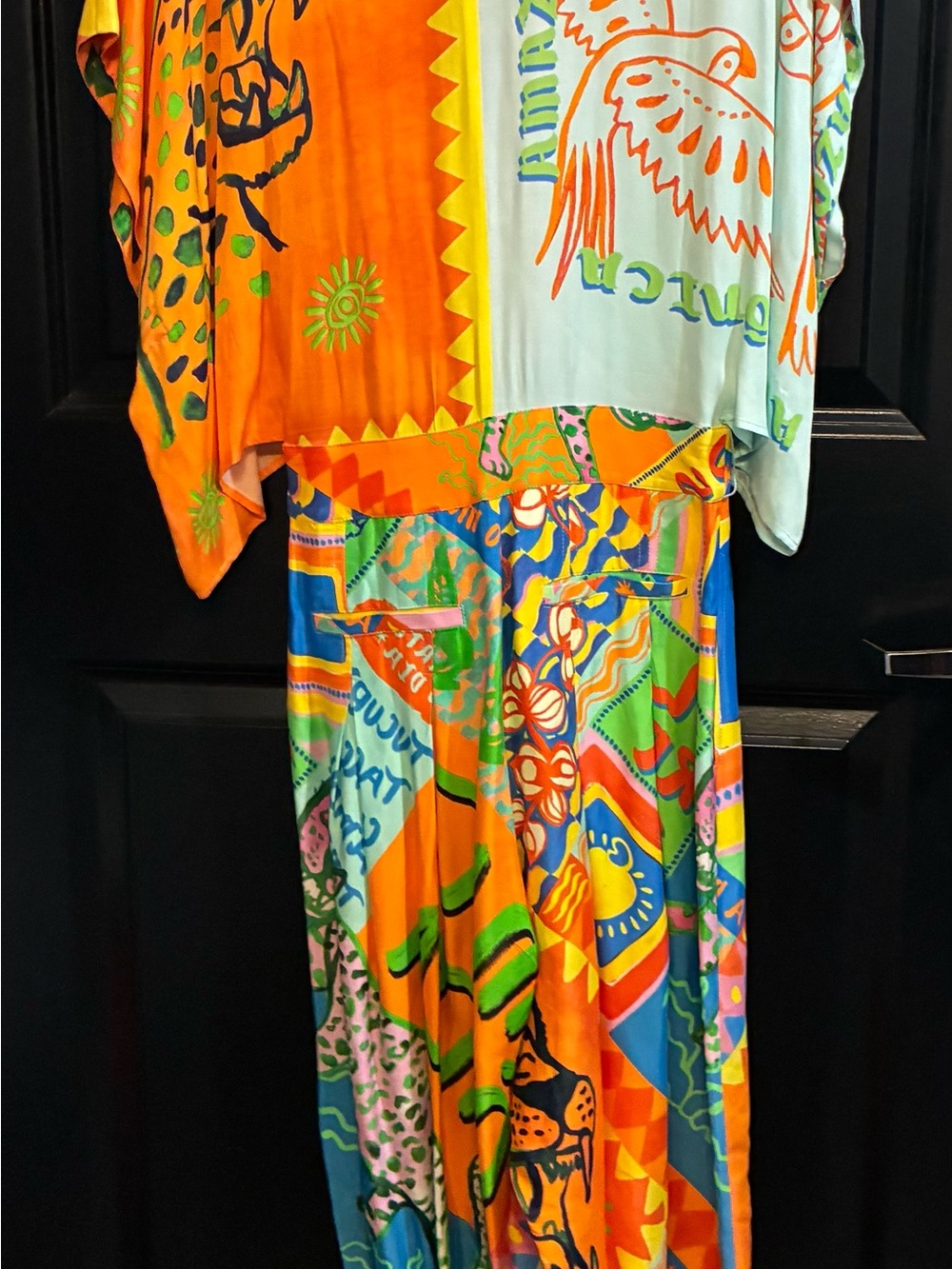 Like New Farm Rio Tiger Print Jumpsuit in Orange & Multicolor wi/pockets. Sz XS - Picture 4 of 4
